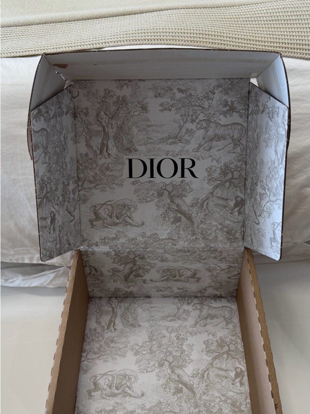 Dior Toile Animal Print Box in Cream and Gray